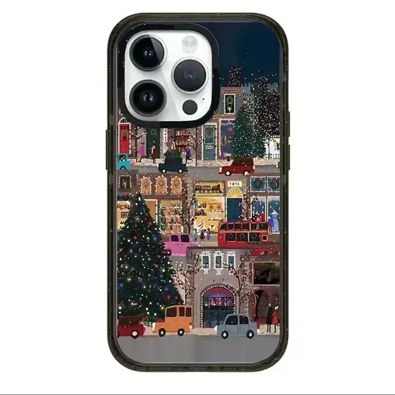 Christmas Street Lovers Couple's Acrylic Phone Case Cover for IPhone 11 12 13 14 15 16 Pro Max Case