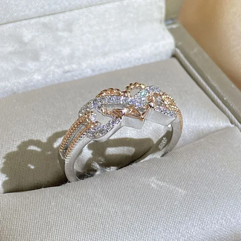 Exquisite Female Rings 925 Sterling SIlver Infinity X Cross Finger Ring Shining Zircon Bowknot Letter 8 Eternity Promise Jewelry