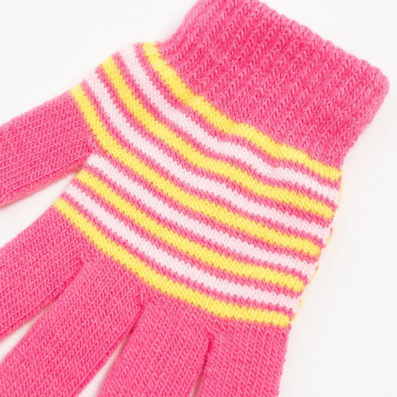 Baby Boys Girls Full Finger Gloves Winter Knitted Stripe Mitten Kids Outdoor Gloves for 1 2 3 4 5 Years Old Children Accessories