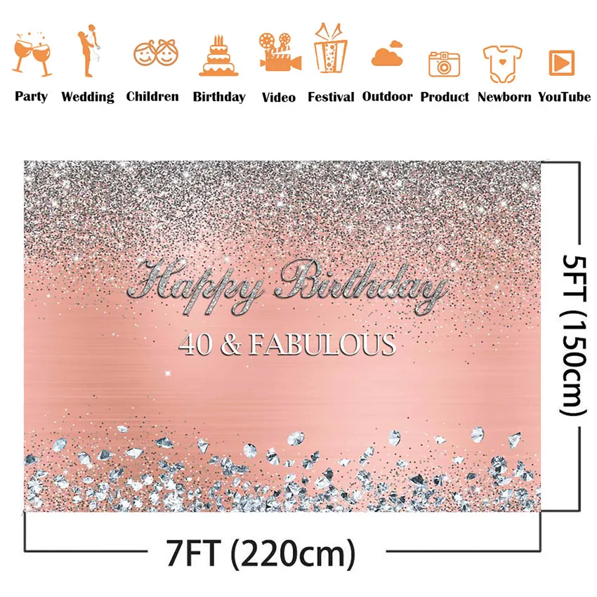 Denim and diamonds happy birthday backdrop for photography sliver glitter photo background birthday party decoration supplies