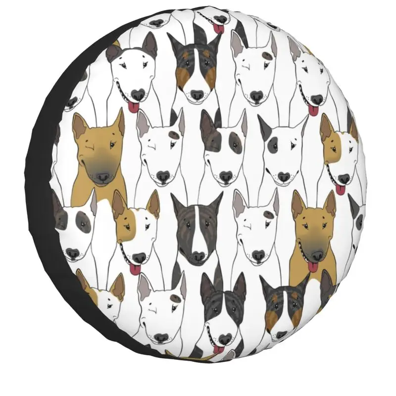 Funny Bull Terriers Pattern Spare Wheel Cover for Jeep Honda 4WD SUV Custom Pet Dogs Tire Protector 14