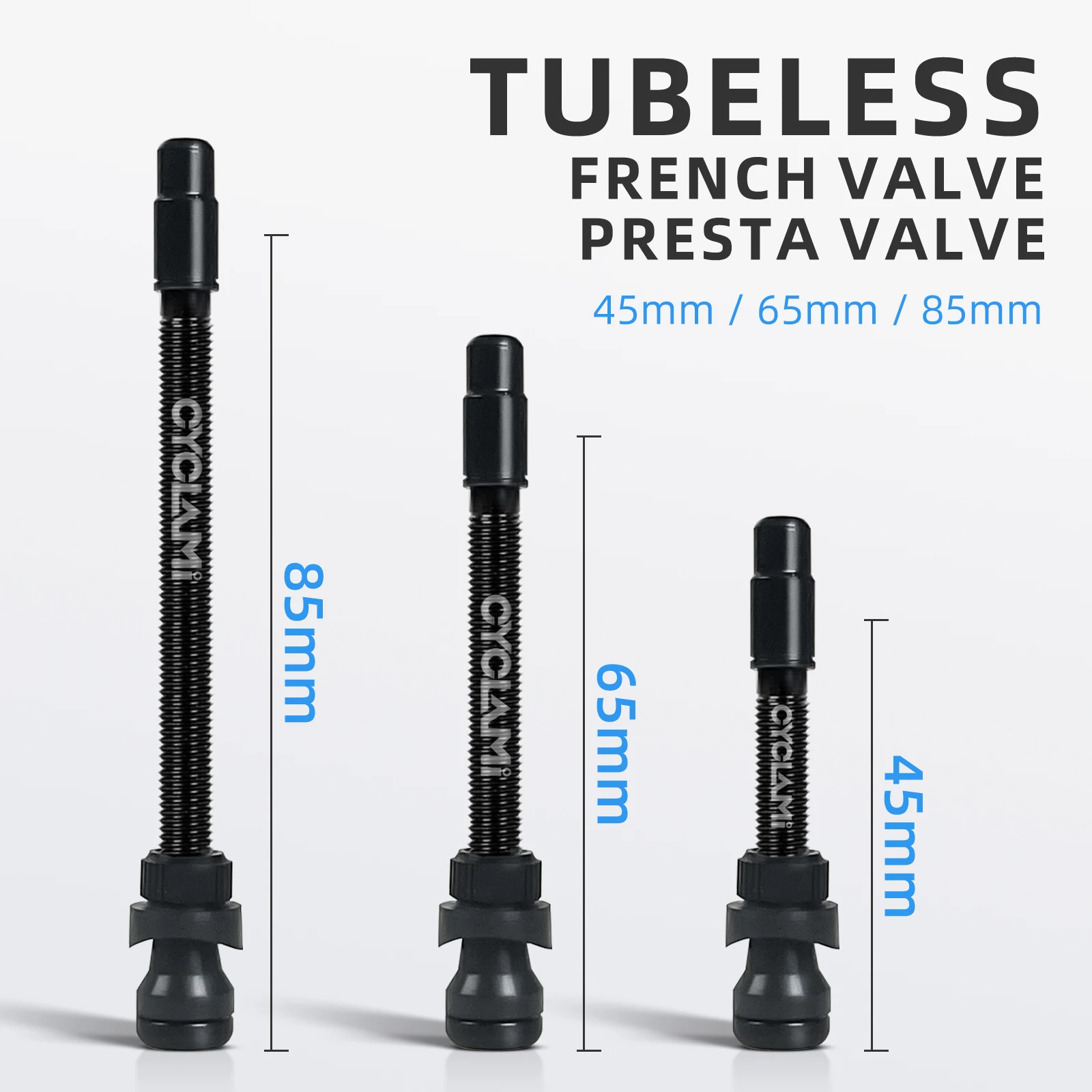 2 Stück CYCLAMI Fahrrad-Schlauchlosventil, Aluminiumlegierung, Presta, abnehmbares abnehmbares Ventil, FV, ultraleichter Reifennippel, 45 mm, 65 mm, 85 mm – Detail 5