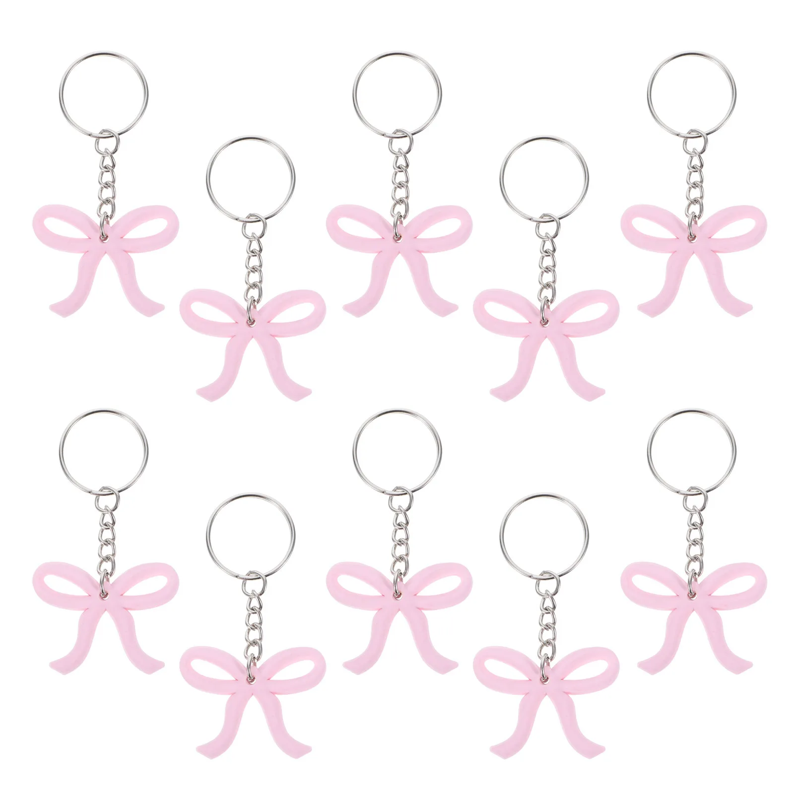 

10Pcs Pink Bowknot Keyring Versatile Key Chain Hanging Ornament for Backpacks Handbags Party Decor Supplies Bowknot Keyring