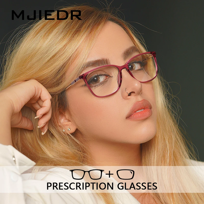 MJIEDR 2025 Square Progressive Prescription Eyewear Myopia Glasses Woman Photochromic Blue Light Blocking Optical Eyeglasses