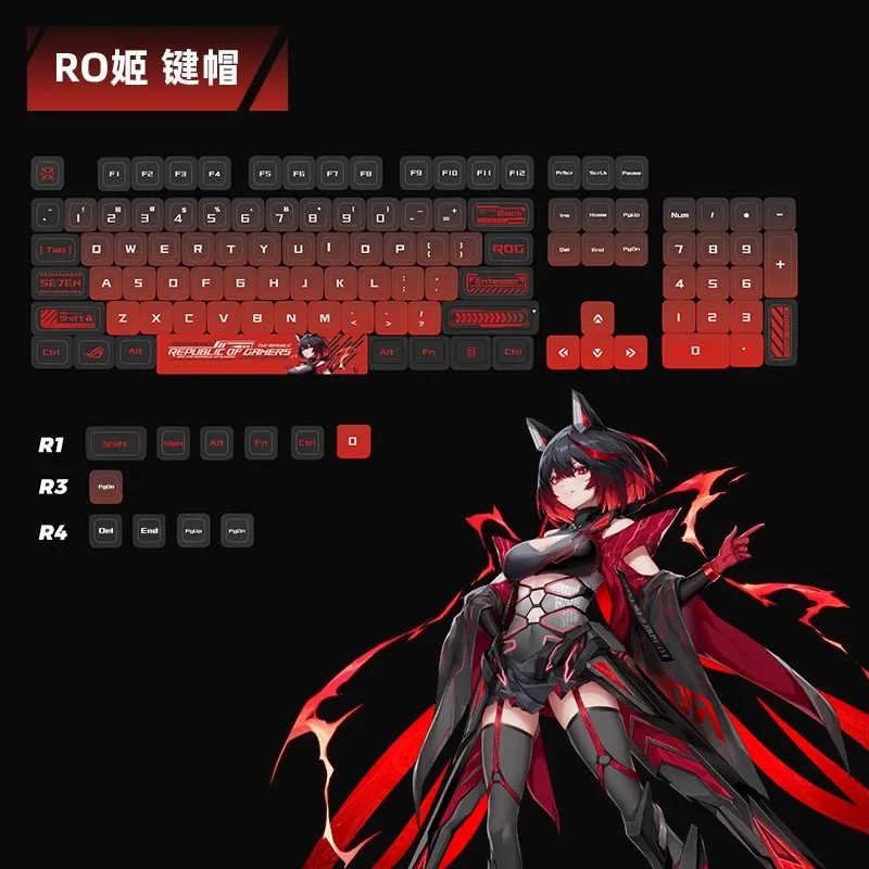 

RO Anime Keycaps Set PBT Keyboard Keycaps Customized ASA Profile Pudding Key Caps for Mechanical Keyboard Accessories 115key