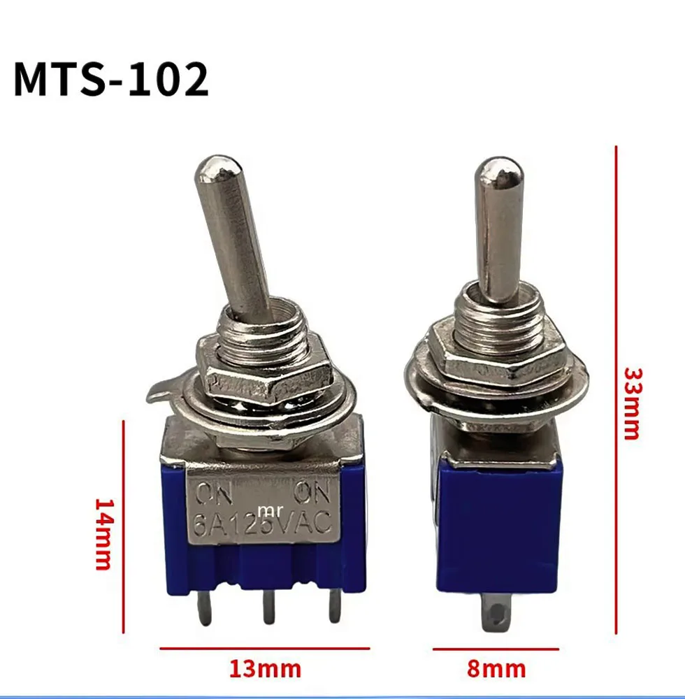 MTS-102 3 voet 2 tuimelschakelaar MTS 102 tuimelschakelaar tuimelschakelaar Knopschakelaar MTS-102 Tuimelschakelaar 3-pins