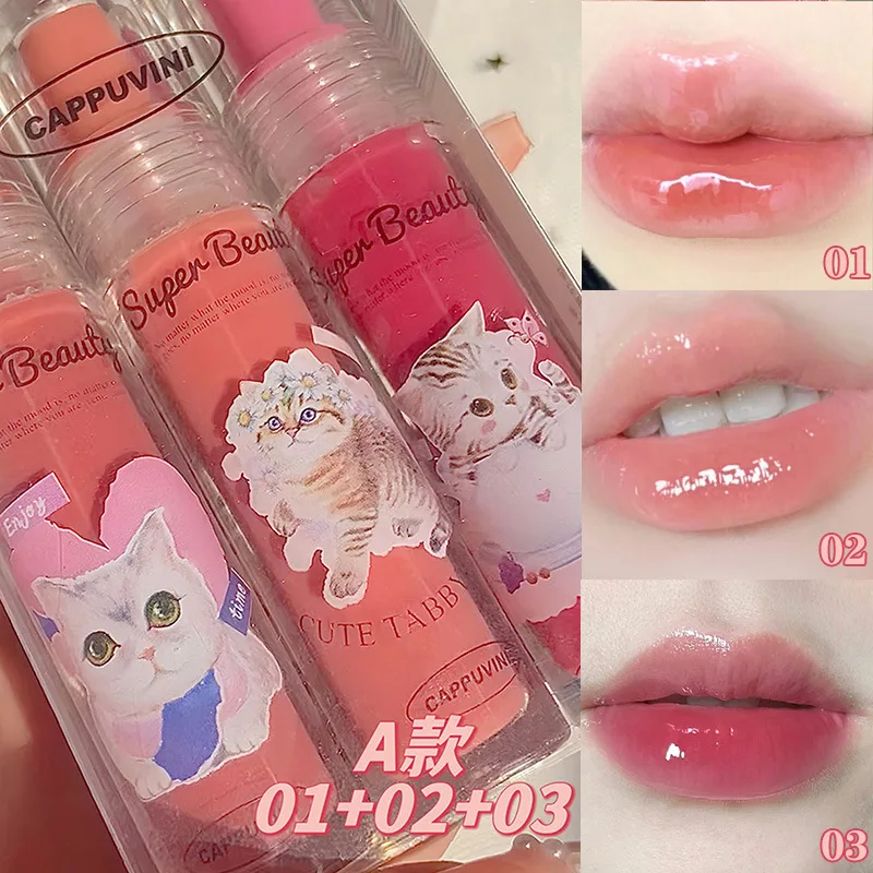 

1/3pcs Cat Lip Gloss Lip Serum Honey Mirror Water Lip Glaze Jelly Effect Liquid Lipstick Long Lasting Shiny Lips Oil Lady Makeup