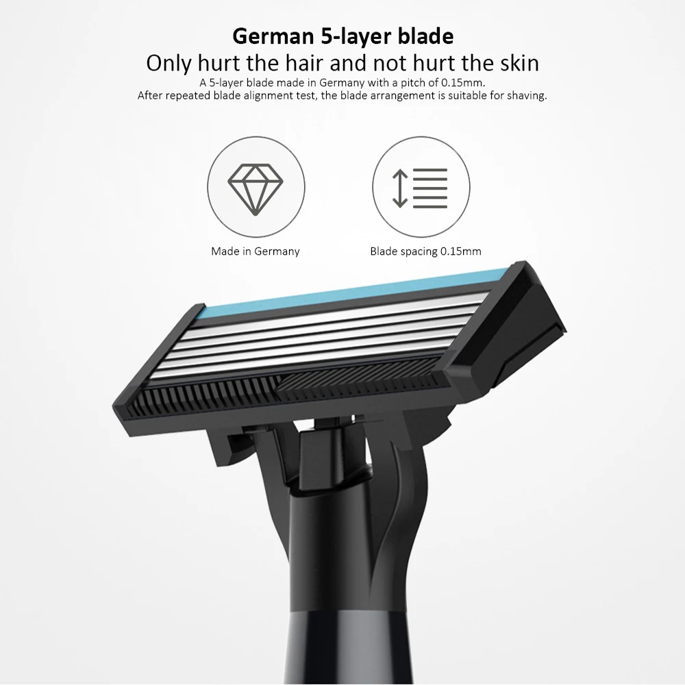 Huanxing 4pcs original  Men Razor shaver head made by German importing Shaving head Magnetic Replace the Clip kit
