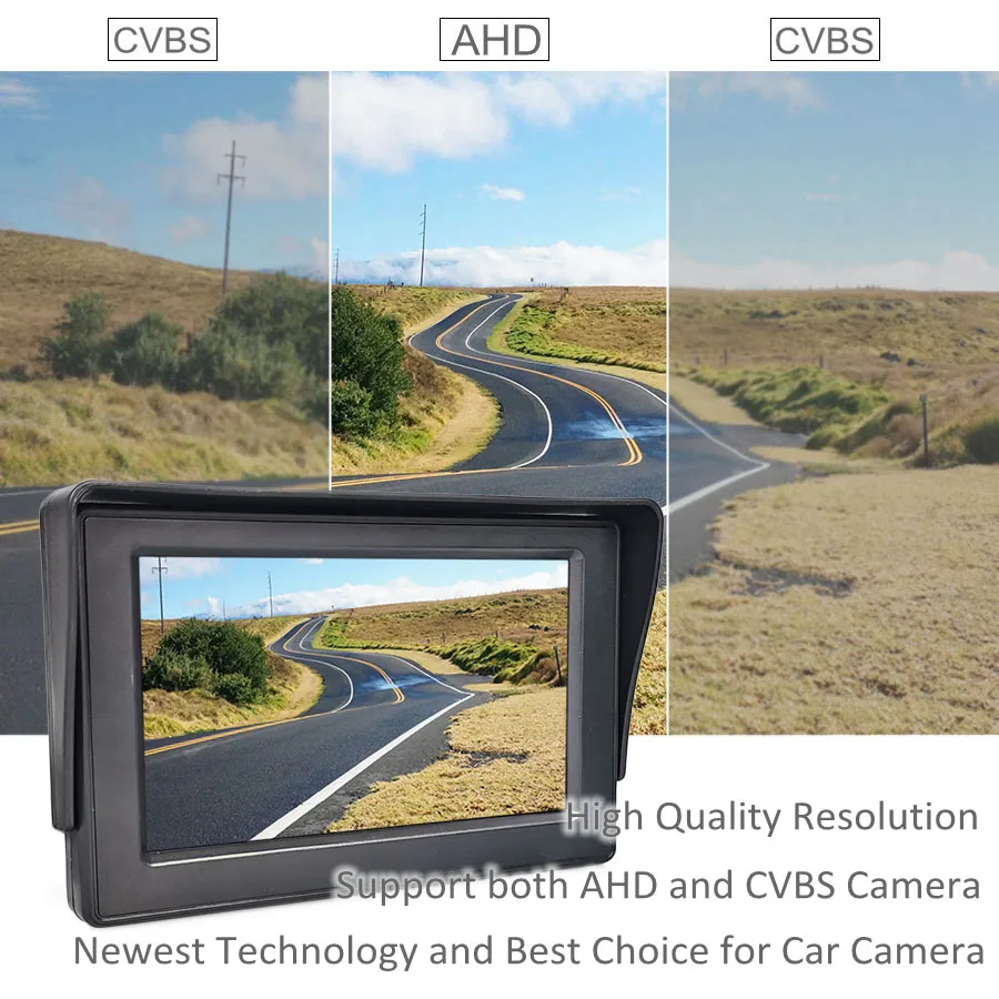 DIYSECUR 4.3inch AHD IPS Car Monitor 1080p Backup Camera 170 Degree Starlight Night Vision for Vehicle Rear Front View