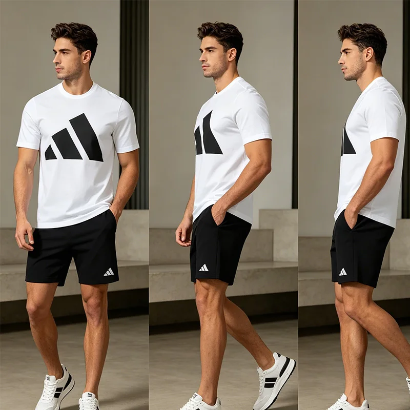 

New Adidas Men's Sportswear Fitness Training Casual Fashion Comfortable Round Neck Short-Sleeved T-Shirt Top Je8943