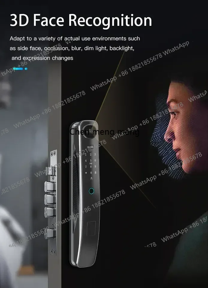 Smartier 3D Face Tuya Recognition Smart Door Lock with Camera Wifi Fingerprint Whole House Linkage New Style