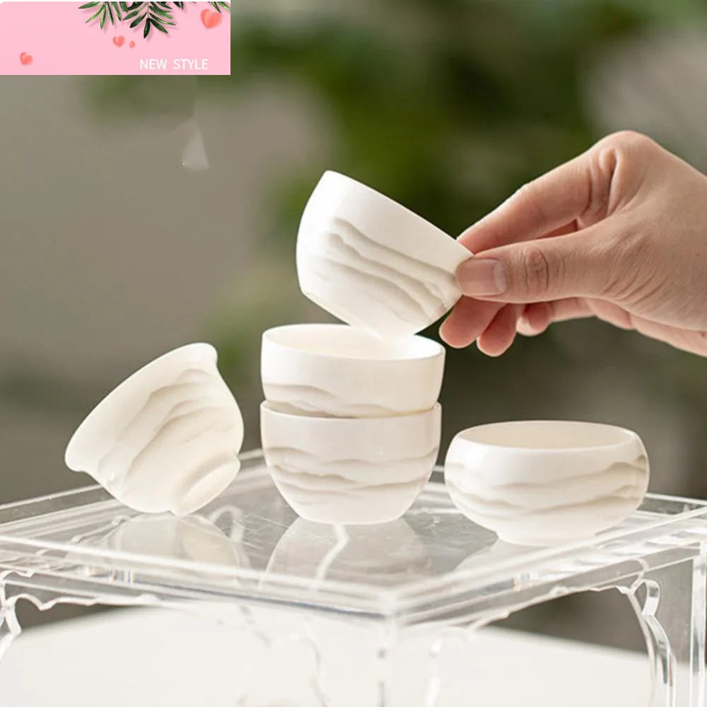 

2 шт./компл., нефритовая фарфоровая чайная чашка с овечьим маслом, чернильная чашка Mountain Master, маленькая дегустационная чайная чаша, личная кружка Arhat, дзен, кунг-фу, чайная посуда