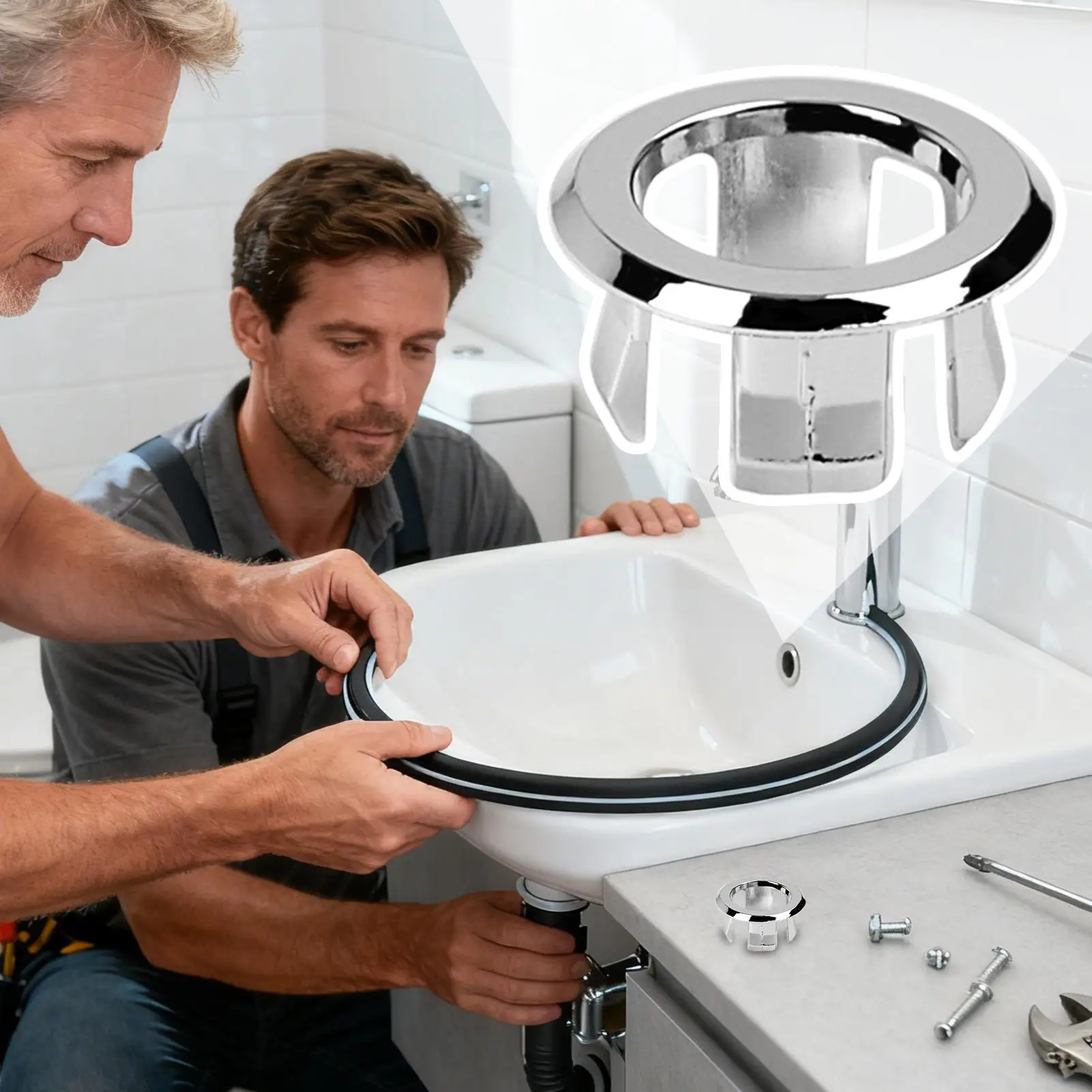 Sink Outlet Ornament Ring Insert Installation Overflow Trim Accessory Beautify Basin Opening For Household Wash Basin Fixtures