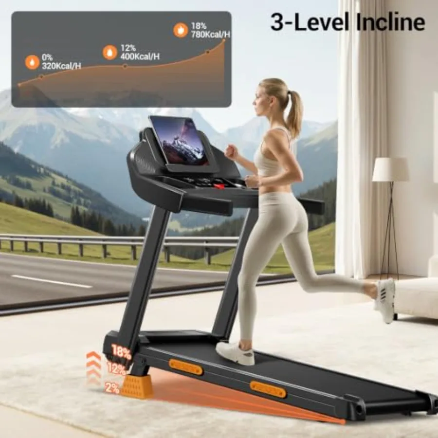 Home Use Foldable Treadmill With 18 Incline Capability And Durable Steel Frame In Black With Quiet Motor Technology
