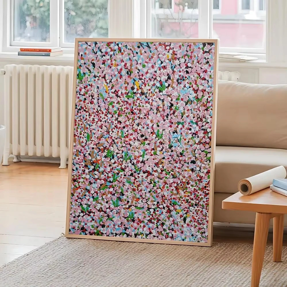 Jigsaw Puzzles Pink Floral Blossom Pointillism Abstract 500/1000/1200/2000 PCS Wall Decor for Living Room Bedroom Gift No Frame