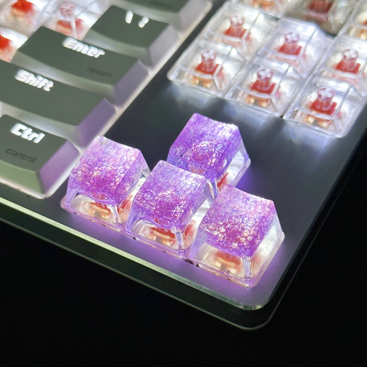 Kk-Cokio Original drip transparent bubble key cap High transparent personalized cross shaft mechanical keyboard key cap 4PC