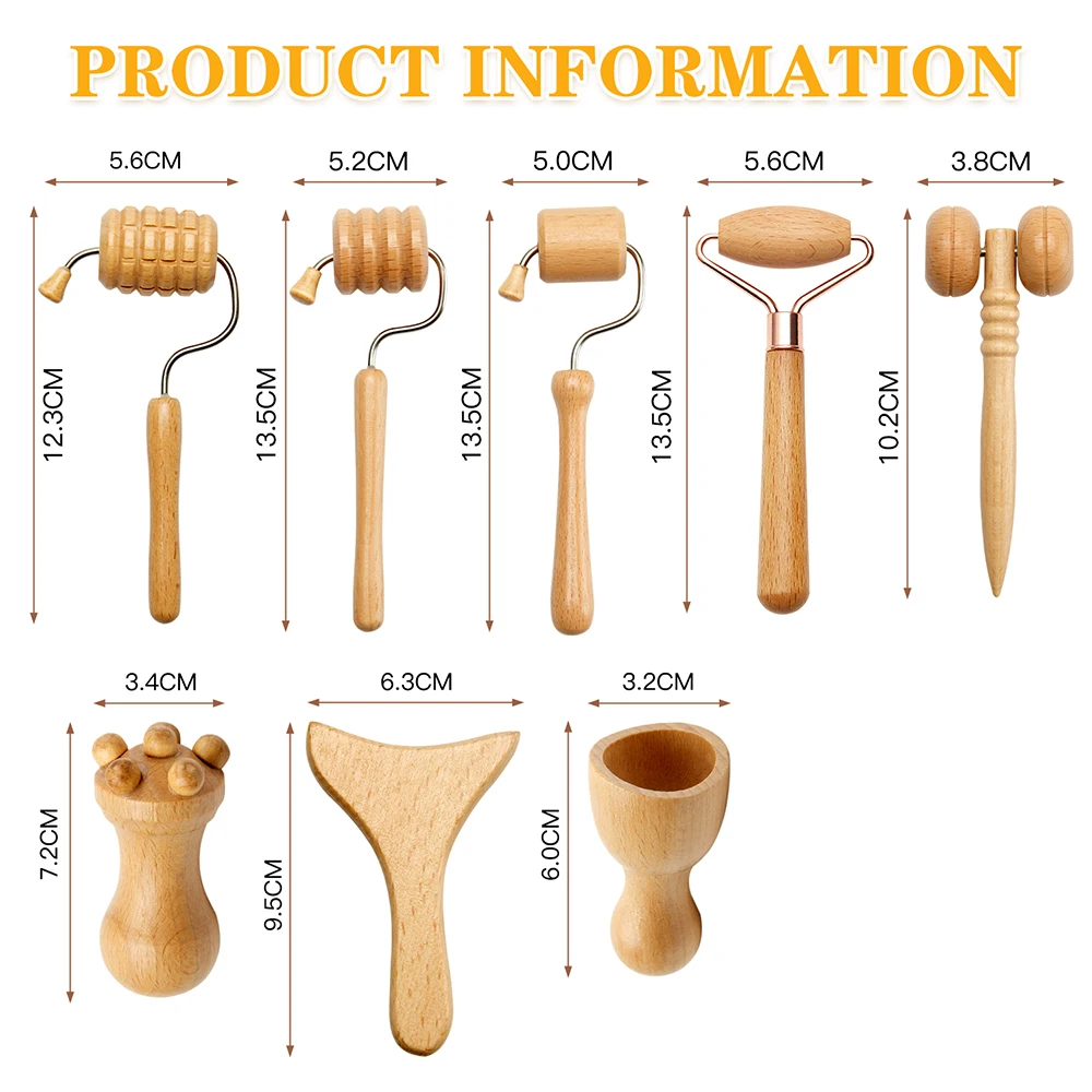 Palo de elevación Facial, eliminador de arrugas, masajeador de Spa Facial de madera, Maderoterapia, rodillo de masaje adelgazante Facial, terapia de madera Gua sha