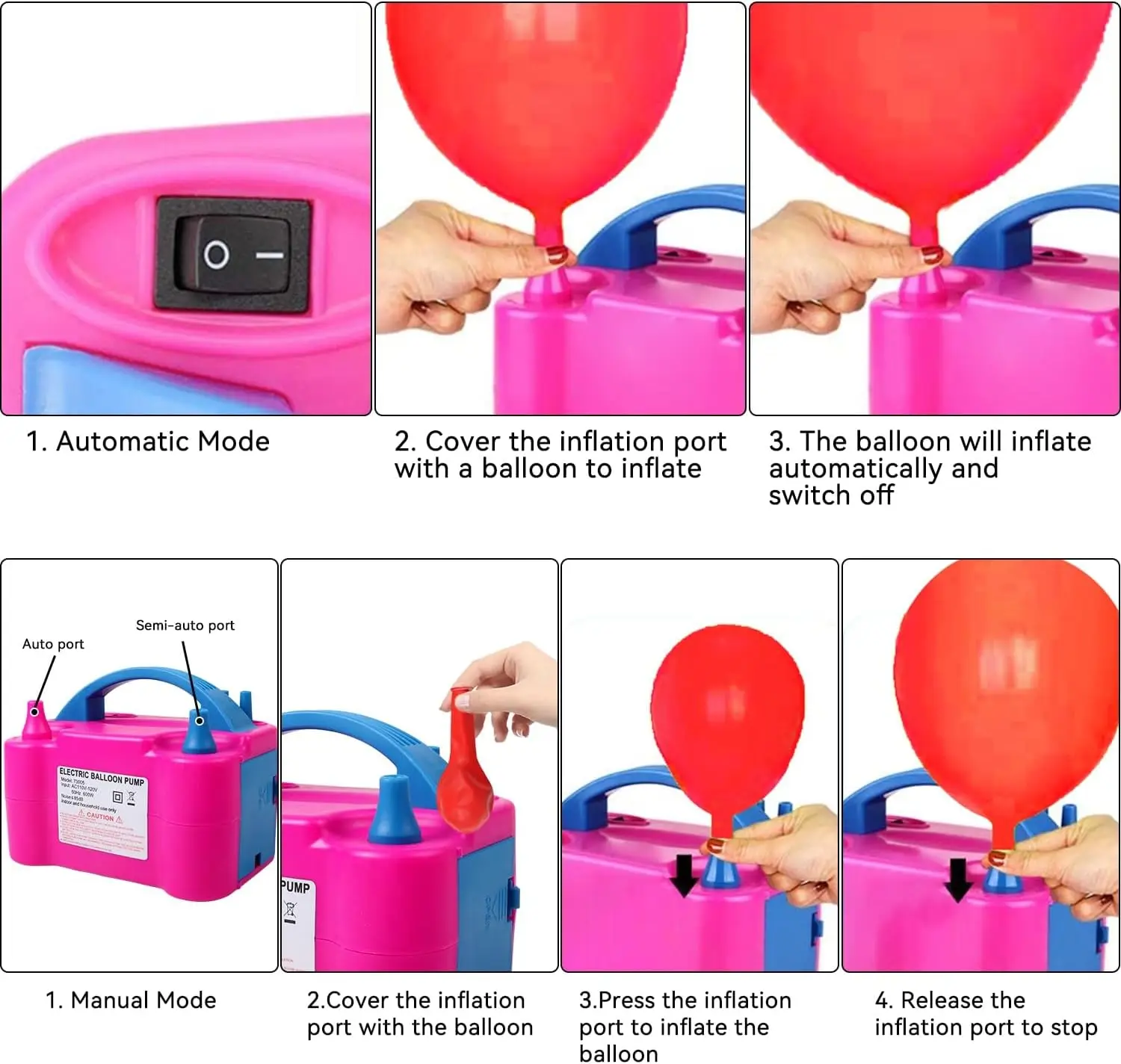 Electric Balloon Blowing Machine Charging Pump Double Hole Automatic Balloon Blowing Machine Wedding Room Balloon Blowing Tool