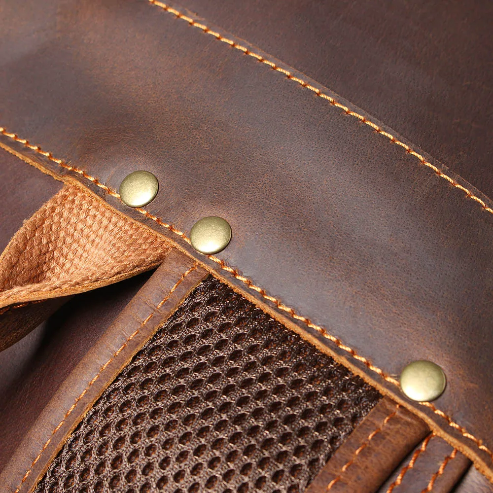 S.WORKER Vintage Echtleder-Rucksack Laptop-Tasche Casual Crazy-Horse-Leder Schultasche Outdoor-Reise-Weekender-Tasche – Detail 14