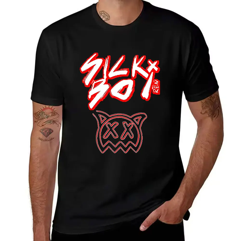 Camiseta Masculina de Algodão com Estampa Gráfica 'SICKO', Camiseta Casual de Gola Redonda e Manga Curta para Estilo Streetwear, Top Respirável para o Dia a Dia