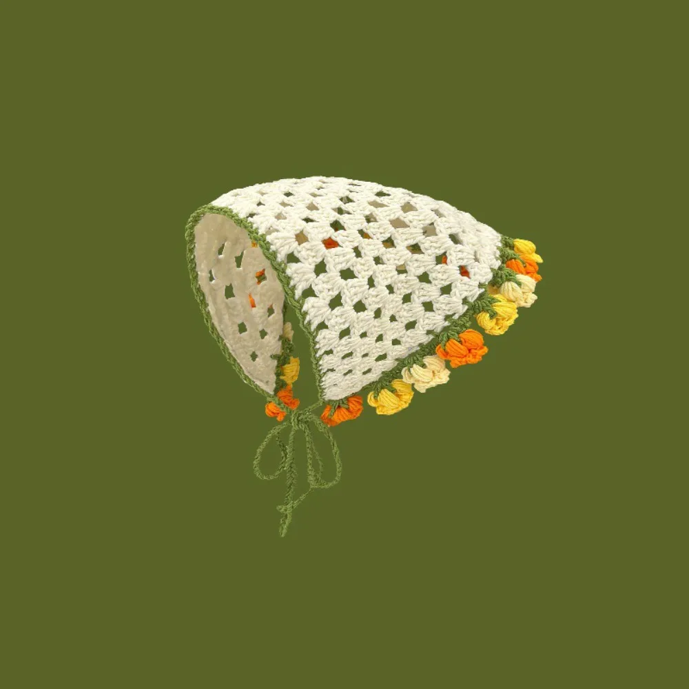 

Sweet Hair Band Knitted Headband Floral Flower Triangle Turban Ethnic Style Bohemian Crochet Bandana Girls