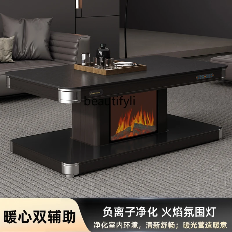 Meja kopi, pemanas listrik persegi panjang ruang tamu rumah tangga, meja pemanas