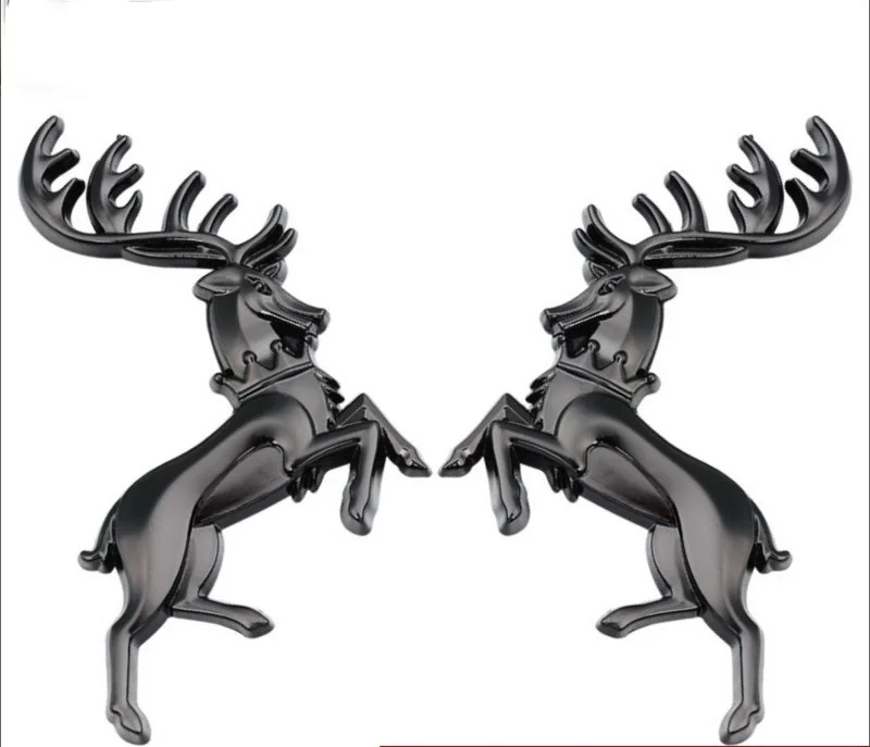 2 Pcs 3D Metal Animal Pattern Car Stickers House Baratheon Emblem Universal Badge Window Door Waterproof Elk Decal Car-styling