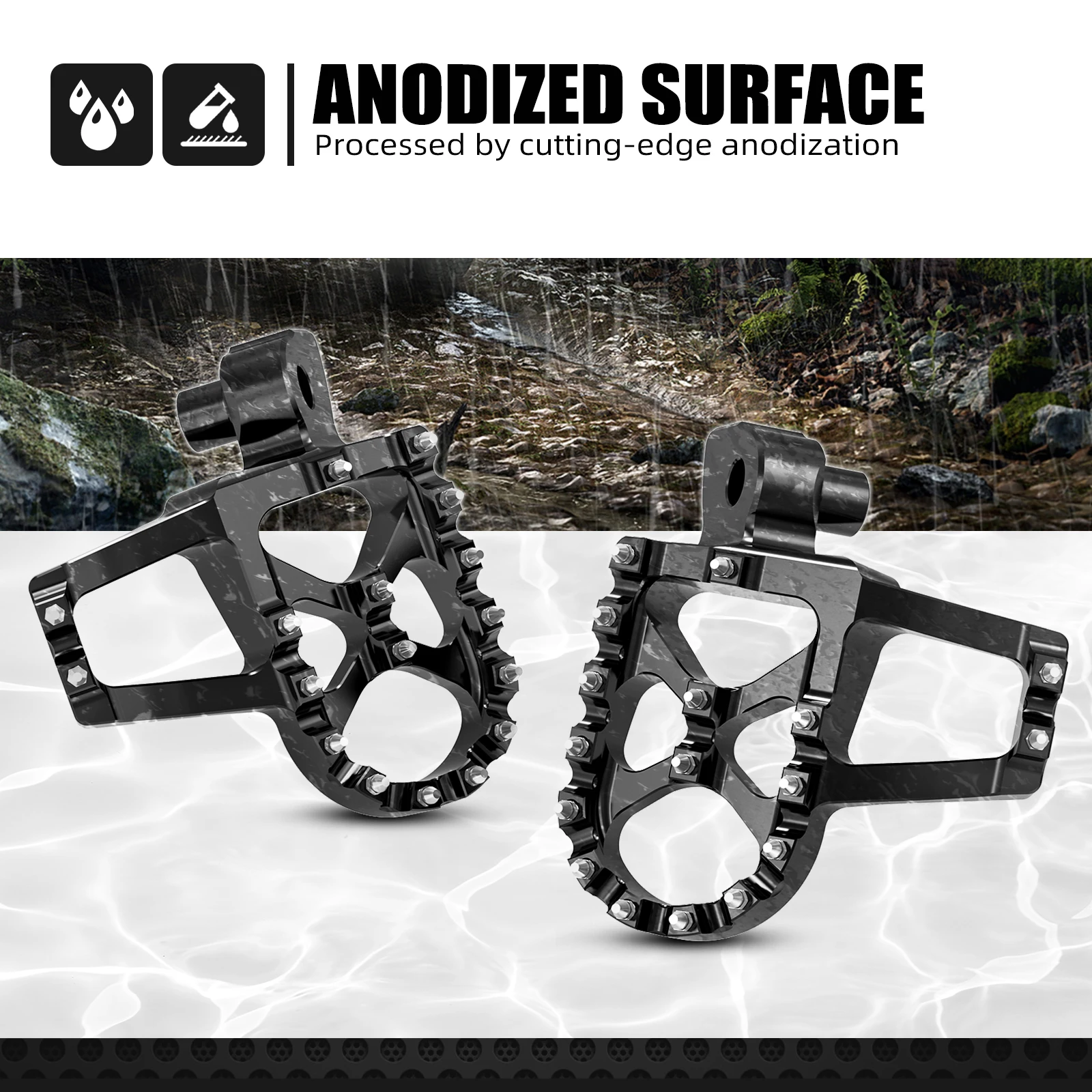 NICECNC für Yamaha YZ250 1998–2023, geschmiedete Motorrad-Fußrasten, Fußstützen für Yamaha YZ125 1997–2023, YZ250F, YZ450F, Aluminium – Detail 7