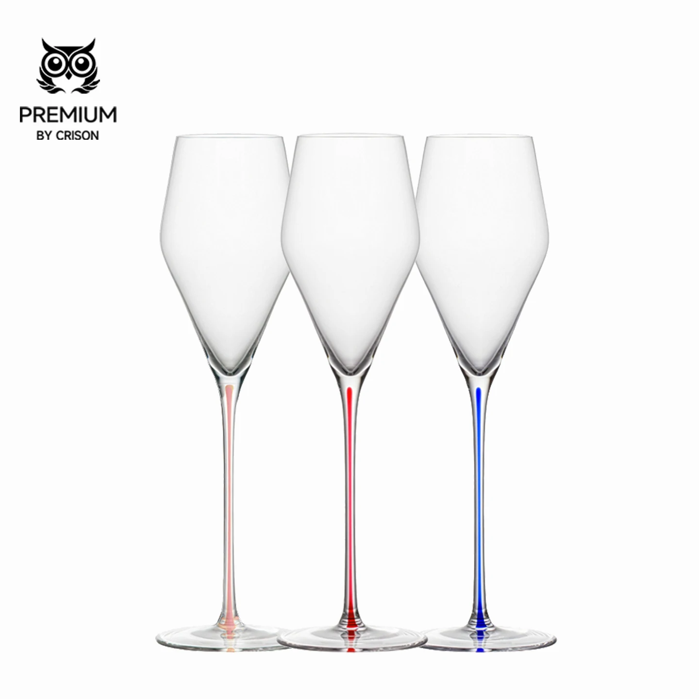 CRISON PREMIUM High-End Crystal Glass Red Rod Champagne Wine Glass with High Foot for Cocktails - Premium Series