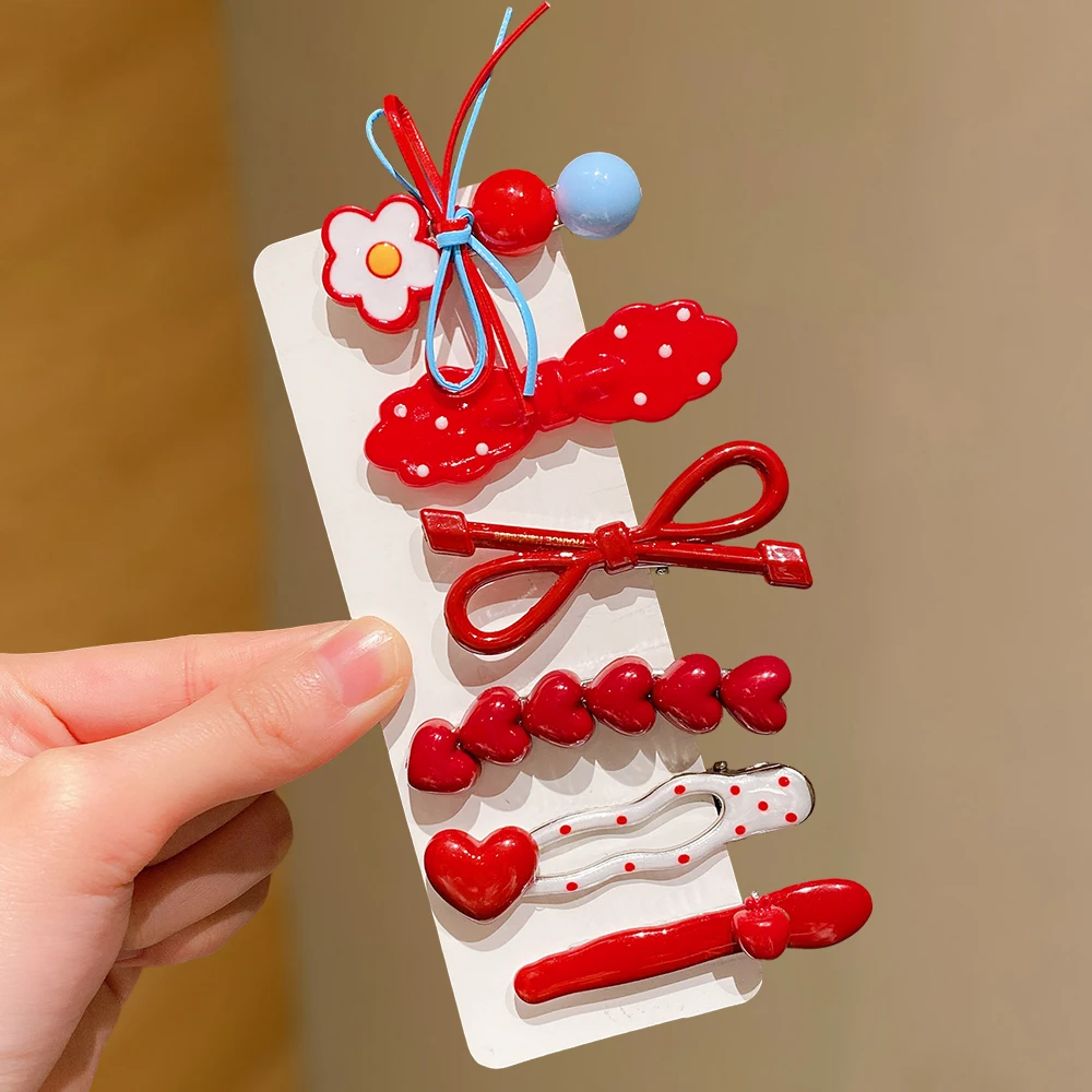 6 חלקים של קליפסים לשיער בסגנונות שונים: לב, נקודות/קשת, לכל אירוע, לכל עונה, מתנה לחברים ומשפחה