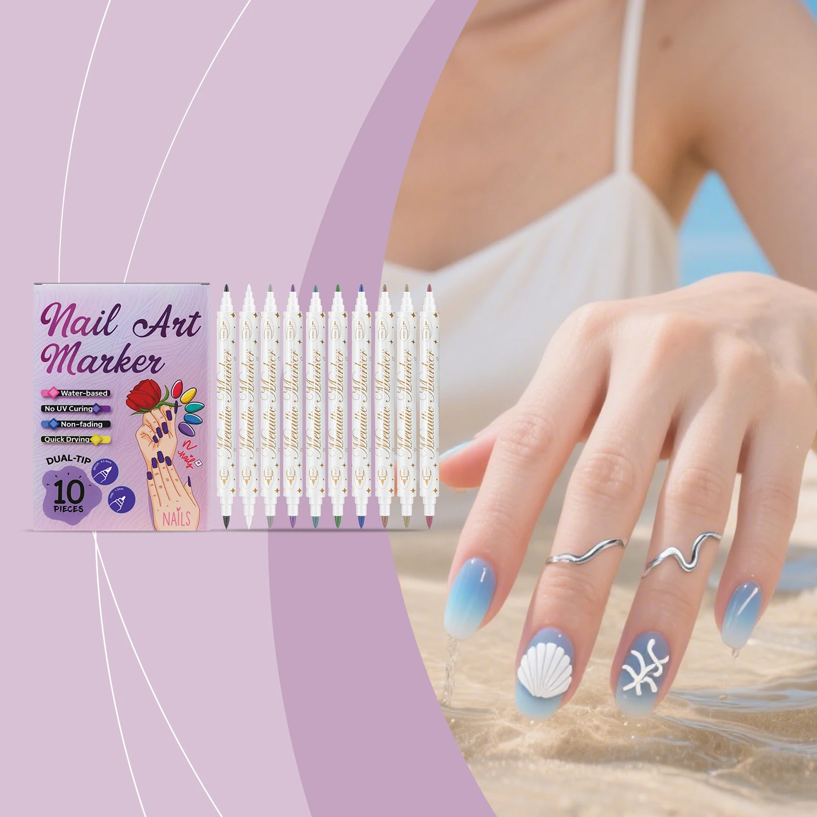 

Набор маркеров для дизайна ногтей с яркими цветами, узоры «сделай сам» для профессионального и начинающего использования