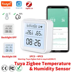 Tuya Zigbee Sensore di umidità della temperatura Schermo LED Blacklight per l'automazione domestica intelligente Funziona con Tuya Zigbee Hub GateWay