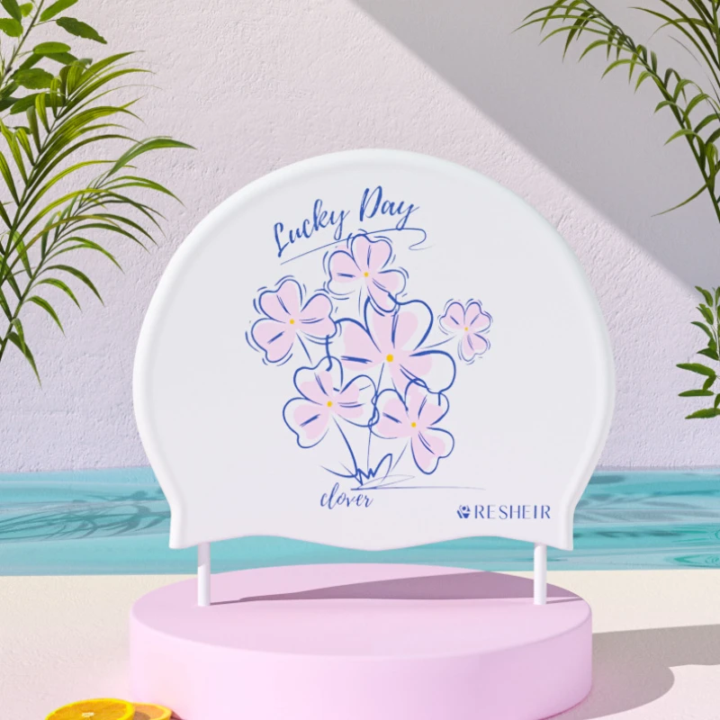 

Шапочки для плавания, водонепроницаемые силиконовые шапочки для плавания для женщин, длинные волосы, защита ушей, шапочки для плавания с принтом, аксессуары для дайвинга, серфинга и бассейна