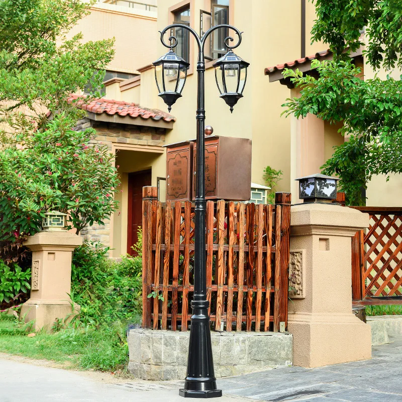 European Solar Street Light Home Outdoor IP65 Waterproof Garden Lamp High Pole LED Lighting Villa Yard Super Bright Lawn Lights