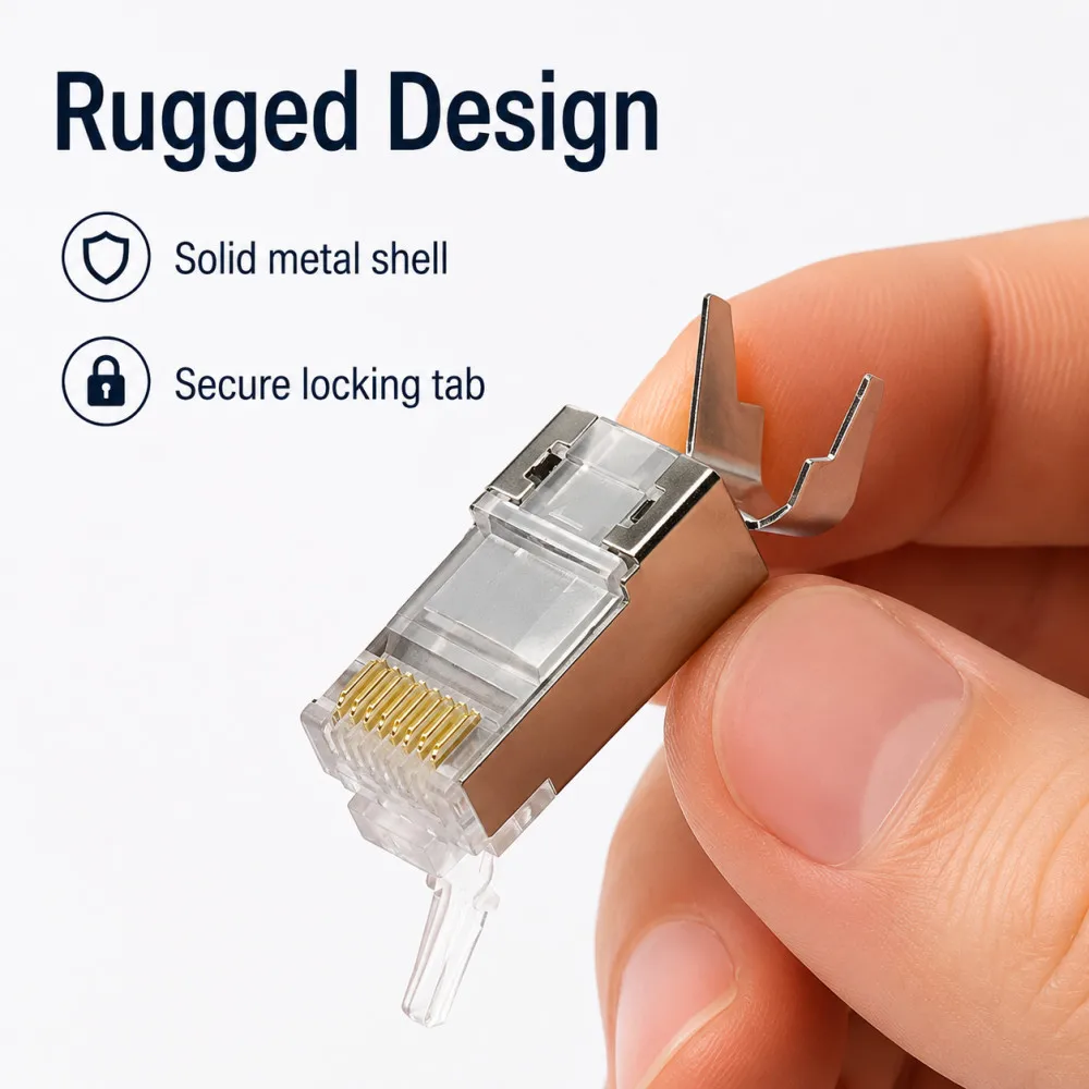 New 10/50/100pcs RJ45 Connector Cat6a Cat7 RJ45 Plug Shielded FTP 8P8C Network Crimp Connectors