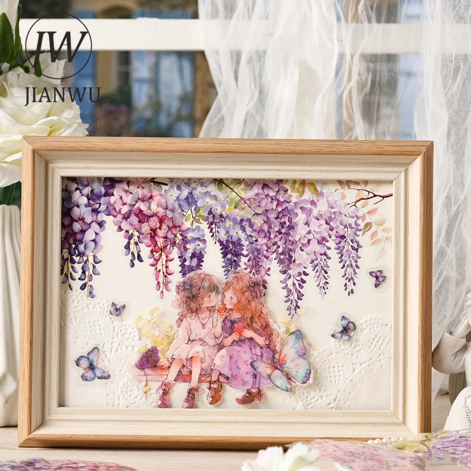 JIANWU Blumen sind in gutem Ort Serie Vintage Landschaft Material Collage Scrapbook PET Aufkleber kreative DIY Journal Briefpapier