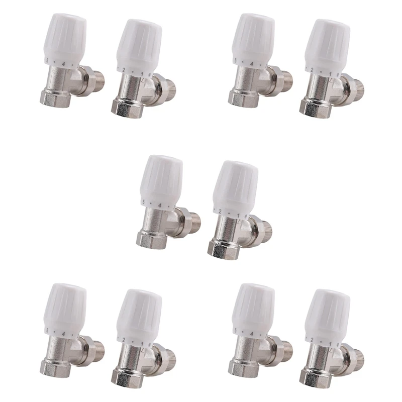 

Thermostatic Radiator Valve 10Pcs 15Mm X 1/2Inch Thermostatic Angle TRV Thermostatic Radiator Valve For Home Office Promotion