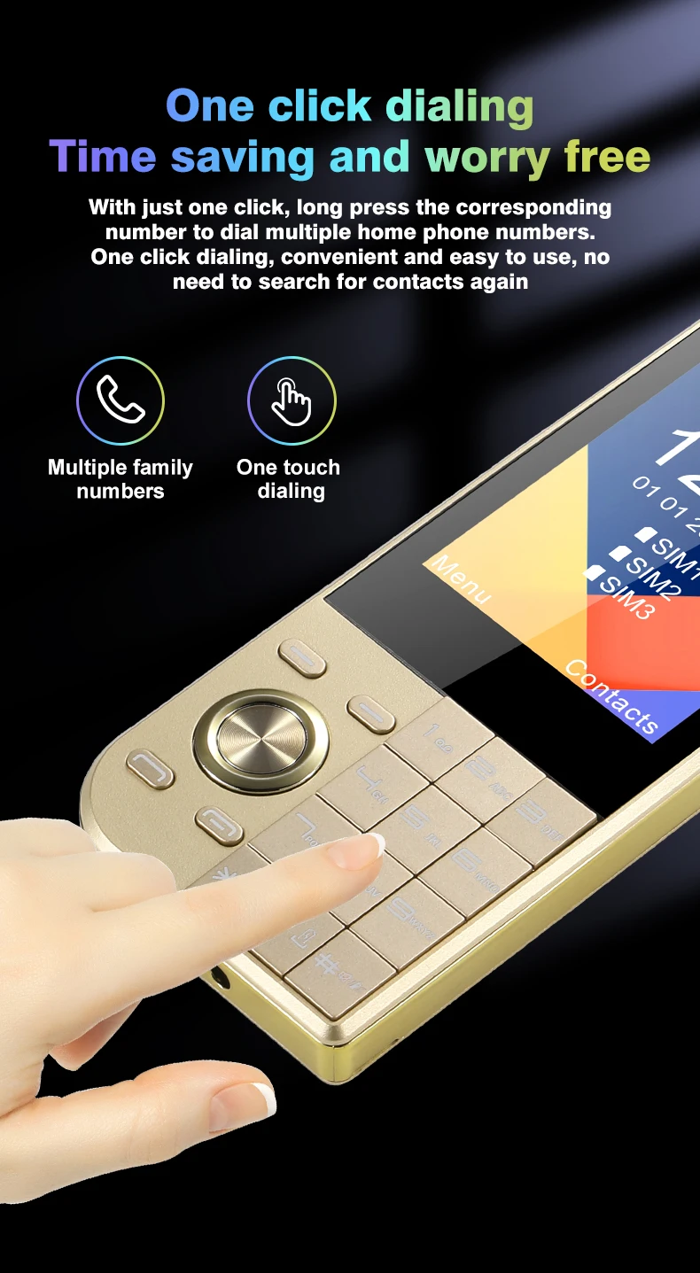 Ultra Slim Mini Size Cute Pocket Mobile Phone Big Screen Triple SIM SOS Call Speed Dial Large Button New Disign Elderly Phone