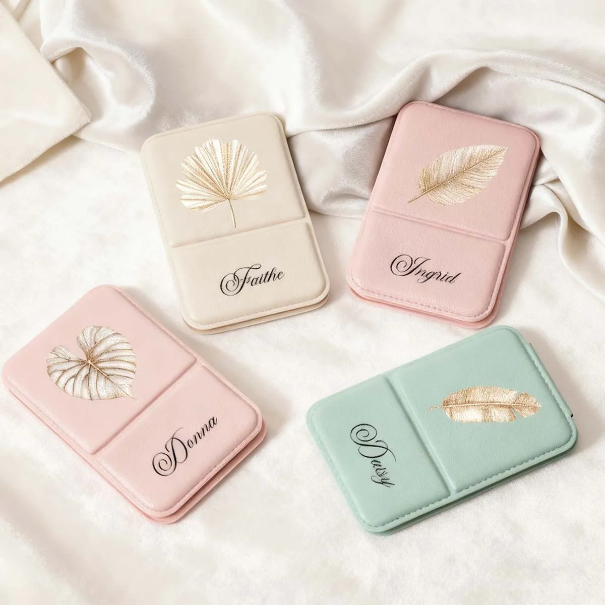 1 custom PU makeup mirror Retro Artistic PU Leather Men's shaving special folding mirror Qixi gift simple high sense flip mirror