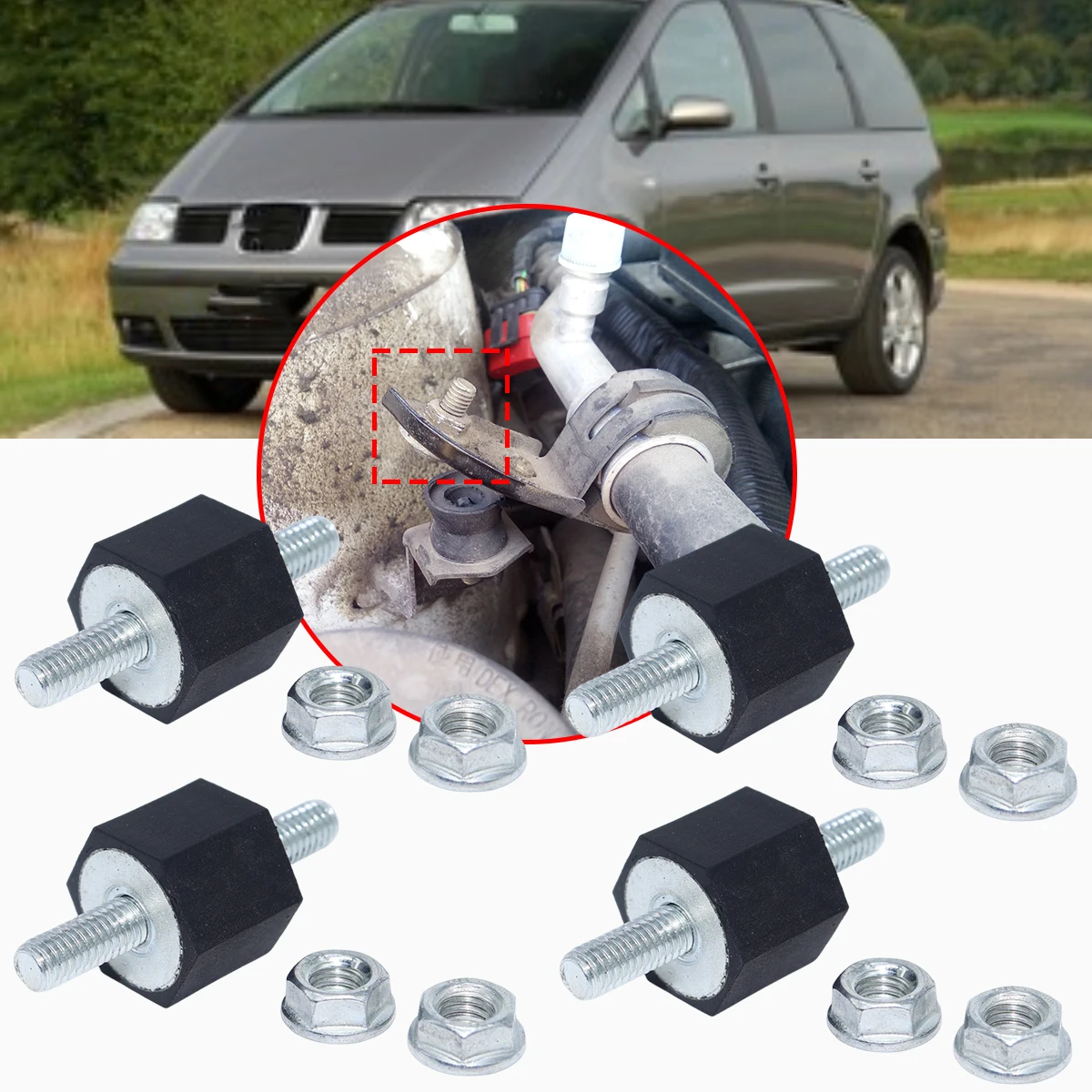 

Fuel Pump Engine Cover Rubber Mounts Bracket W/Nuts Vibration Isolation for Seat Alhambra Bj 96-10 Aftermarket Parts Intercooler