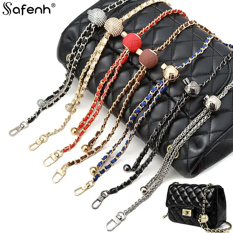 120CM Purse Chain Strap Crossbody Handbag Chains Replacement Leather Shoulder Bag Chain Straps Chic Golden Ball Bag Accessories