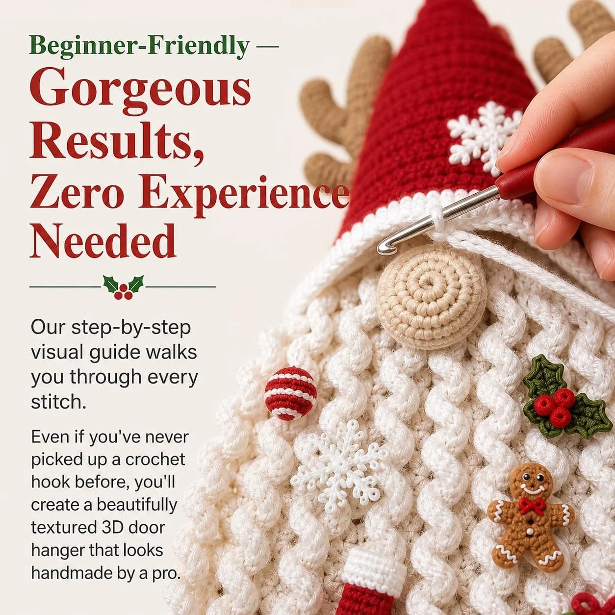 DIY Holiday 3D Crochet Door Hanger Kit Collection,Handmade Wall Hanging,Farmhouse Rustic Holiday Porch Decor for Beginners