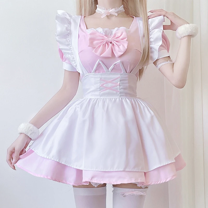 

Soft Sister Lolita Pink Two-dimensional Maid Outfit Lolita Dress Sexy Cutie Maid Anime Cosplay Costume