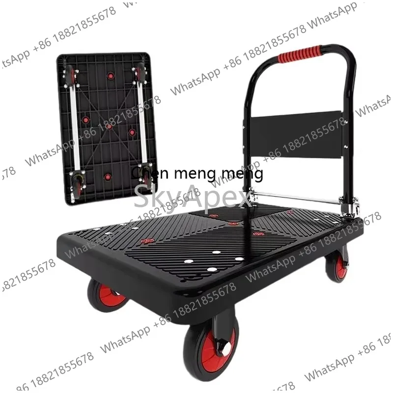 Foldable Flatbed Trolley 150kg-1000kg Capacity Foldable Four-Wheel  Transport Trolley  For Warehouse Moving Goods One Piece Sell