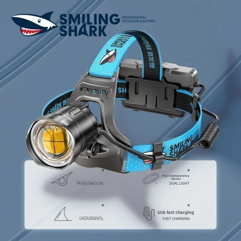 Strong Light Induction Headlamp Rechargeable Adjustable Focus Aluminum Alloy Protective Head Lamp for Outdoor Cycling