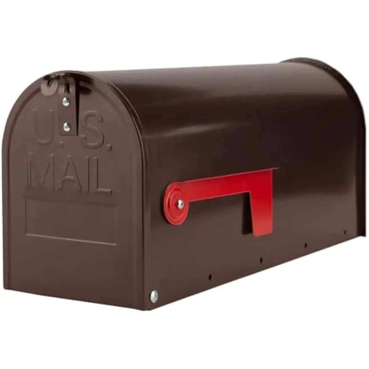 Bronze-finished galvanized steel post mount mailbox with weatherproof sealed seams, 19 inch depth, 6.7 inch width, 8.7 inch heig