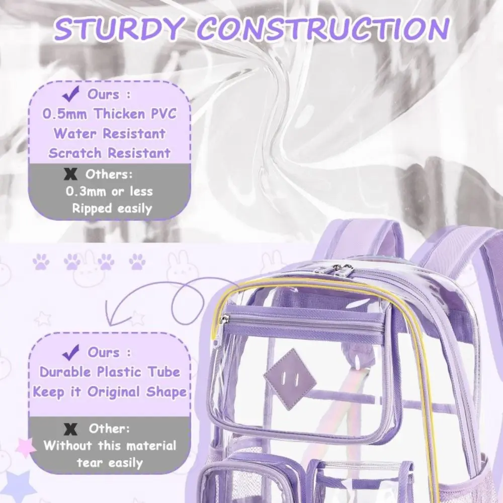 New Transparent Schoolbag Adjustable Strap Versatile Computer Bag Large Capacity Waterproof Shopping Bag