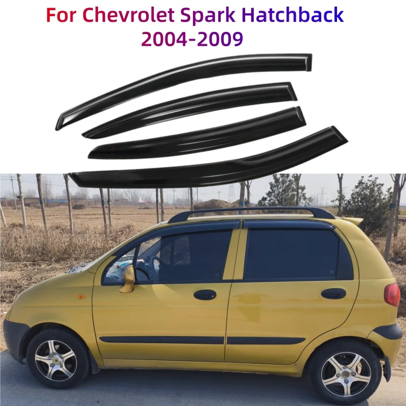 

Для Chevy SPARK 2004-2009 хэтчбек автомобильные аксессуары оконные козырьки дождь солнцезащитный козырек вентиляционный дефлектор ветрозащитный козырек молдинг отделка