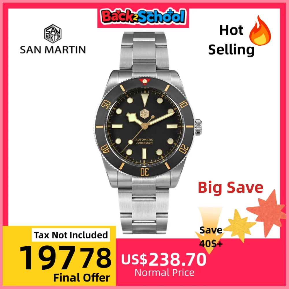 

San Martin 37 мм матовый безель NH35 BB54 Винтажные часы для дайвинга для мужчин с автоматической быстрой регулировкой C3 BGW-X1 Lume 20ATM Reloj SN0138