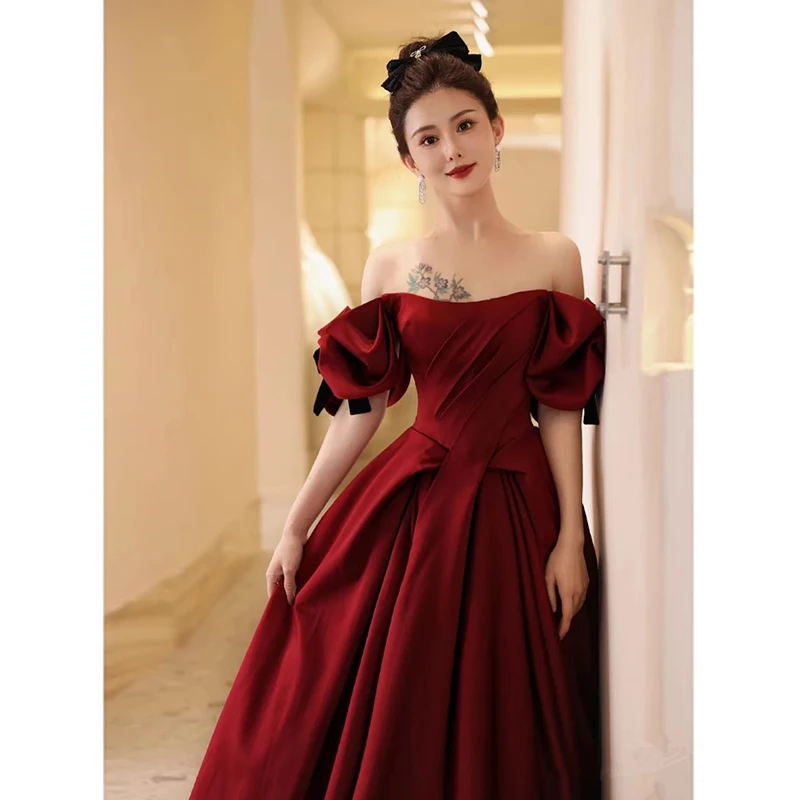 

Красное атласное вечернее платье Ele Red Satin Bridal Evening Dr One Shoulder для свадьбы, помолвки, вечеринки, женское модное летнее платье